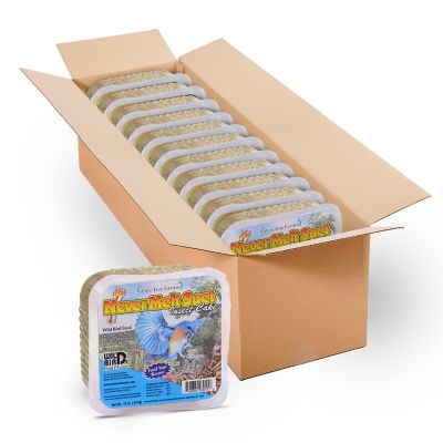 Pine Tree Farms Never Melt Insect Suet Cake for Wild Birds, No Mess Suet Cakes, 12 oz., Pack of 12