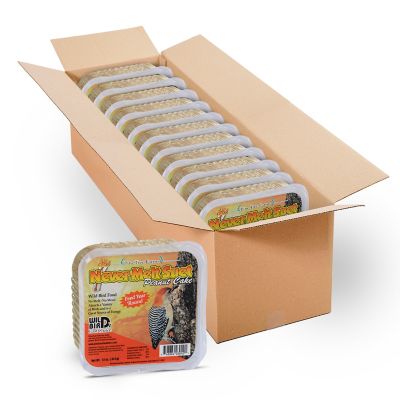 Pine Tree Farms Never Melt Peanut Suet Cake for Wild Birds, No Mess Bird Suet Cakes, 12 oz., Pack of 12