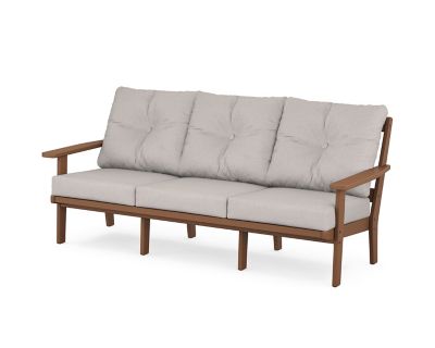 POLYWOOD Prairie Deep Seating Sofa in Teak/Dune Burlap