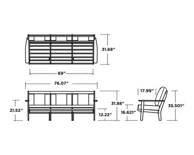 Image showing  Prairie Deep Seating Sofa in Teak/Dune Burlap