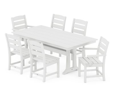 POLYWOOD Lakeside 7 pc. Farmhouse Dining Set with Trestle Legs, White