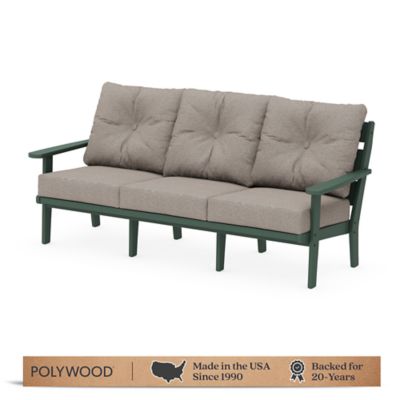 POLYWOOD Lakeside Deep Seating Sofa in Green / Weathered Tweed