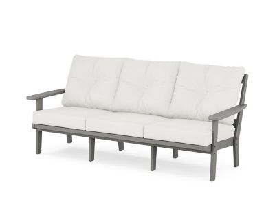 POLYWOOD Prairie Deep Seating Sofa in Slate Grey/Natural Linen