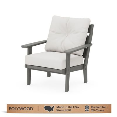 Image showing 0 th POLYWOOD Lakeside Deep Seating Chair in Slate Grey / Natural Linen