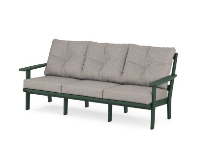 POLYWOOD Prairie Deep Seating Sofa in Green/Weathered Tweed