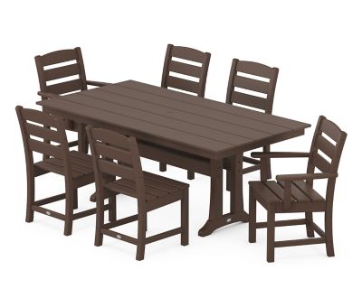 POLYWOOD Lakeside 7 pc. Farmhouse Dining Set with Trestle Legs, Mahogony