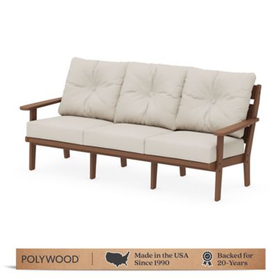 POLYWOOD Lakeside Deep Seating Sofa in Teak/Dune Burlap
