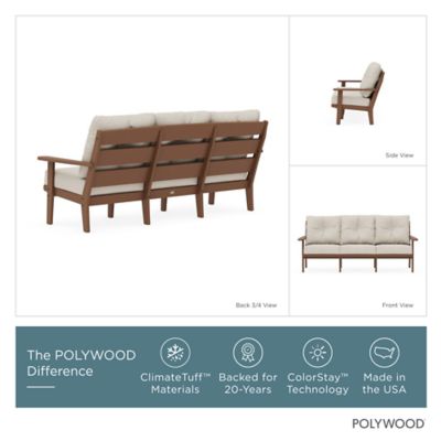 Image showing  Lakeside Deep Seating Sofa in Teak/Dune Burlap