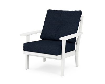 POLYWOOD Prairie Deep Seating Chair in White/Marine Indigo