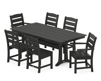 POLYWOOD Lakeside 7 pc. Farmhouse Dining Set with Trestle Legs, Black