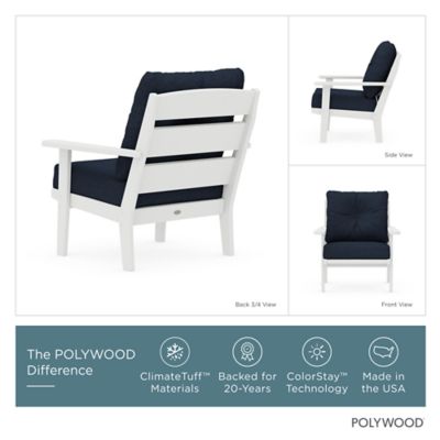 Image showing  Lakeside Deep Seating Chair in White / Marine Indigo
