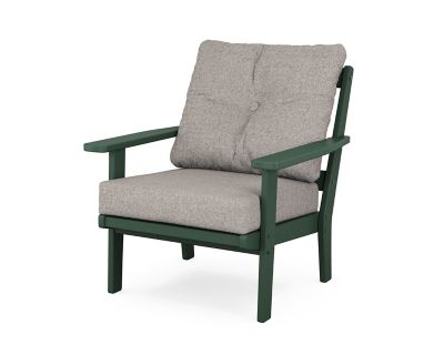 POLYWOOD Prairie Deep Seating Chair in Green/Weathered Tweed
