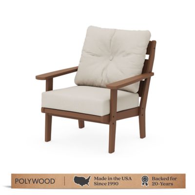 POLYWOOD Lakeside Deep Seating Chair in Teak / Dune Burlap