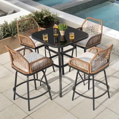 Image showing  Outdoor 5 pc. Bar Set, Stools and Table