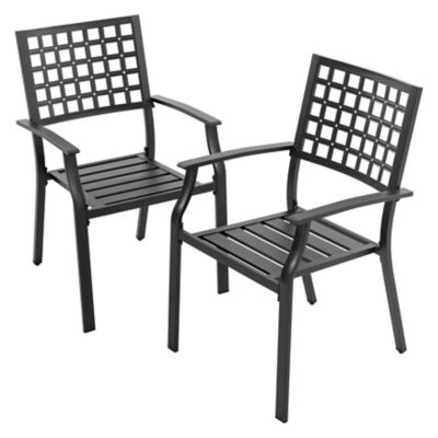 Image showing  Outdoor 2-Piece Dining Chair Set, Stackable Design, Black