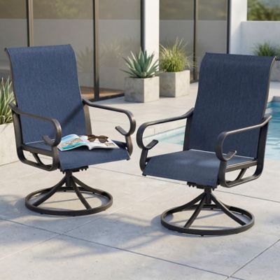 Image showing  2 pc. Textilene Swivel Patio Dining Chairs with High Backrest