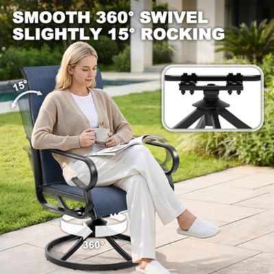 Image showing  2 pc. Textilene Swivel Patio Dining Chairs with High Backrest