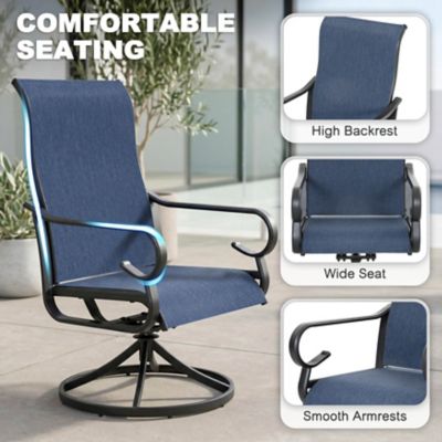 Image showing  2 pc. Textilene Swivel Patio Dining Chairs with High Backrest