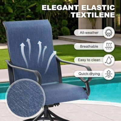 Image showing  2 pc. Textilene Swivel Patio Dining Chairs with High Backrest