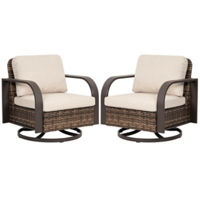 Nuu Garden Iron Swivel Rattan Sofa, Patio Living Room Seating