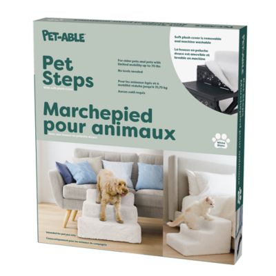 Image showing  Three-Step F8261 Pet Stairs In Soft White Fabric