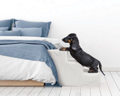 Image showing  Three-Step F8261 Pet Stairs In Soft White Fabric