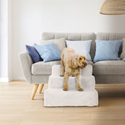 Image showing  Three-Step F8261 Pet Stairs In Soft White Fabric