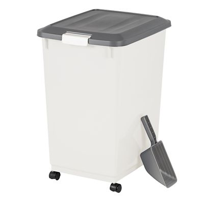 Image showing  Airtight Plastic Pet Food Storage Container with Scoop and Wheels