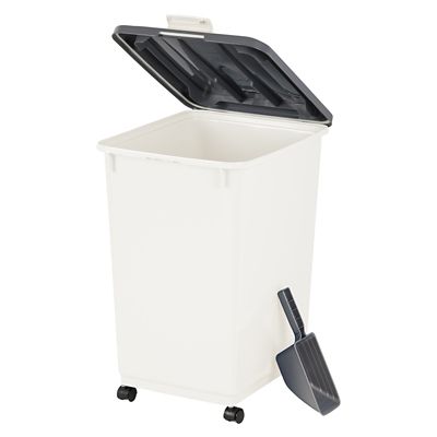 Image showing  Airtight Plastic Pet Food Storage Container with Scoop and Wheels