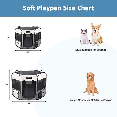 Image showing  Soft-Sided Dog & Cat Playpen, Light Grey, 45 in.
