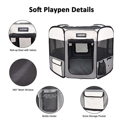 Image showing  Soft-Sided Dog & Cat Playpen, Light Grey, 45 in.