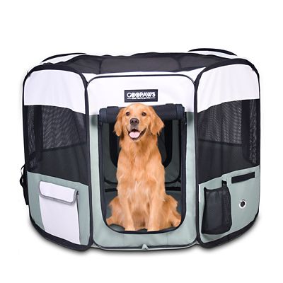 GOOPAWS Soft-Sided Dog & Cat Playpen, Shale Green, 61 in.