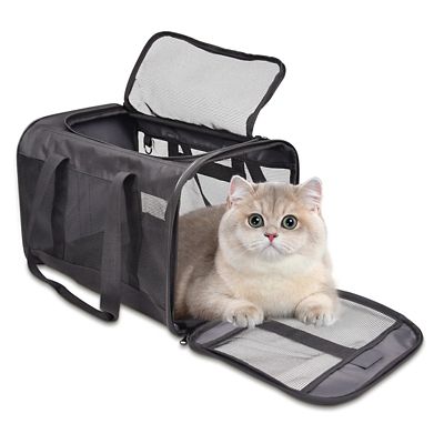 GOOPAWS Soft-Sided Airline Approved Bag Cat Carrier, 17 in., Black
