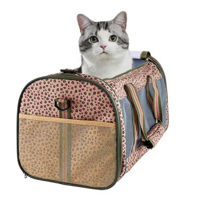 GOOPAWS Soft-Sided Airline-Approved Travel Dog & Cat Carrier, Medium, Orange Cheetah, 19 in.
