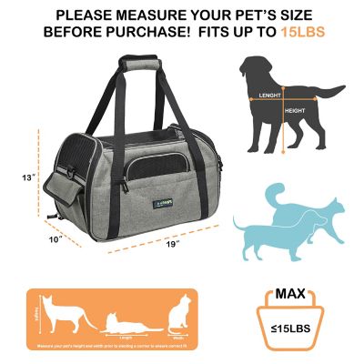 Image showing  Soft-Sided Dog & Cat Carrier Bag, 19 in,. Grey