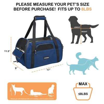 Image showing 1 th GOOPAWS Soft-Sided Dog & Cat Carrier Bag, 17 in., Navy Blue