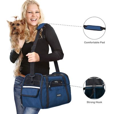 Image showing 2 th GOOPAWS Soft-Sided Dog & Cat Carrier Bag, 17 in., Navy Blue