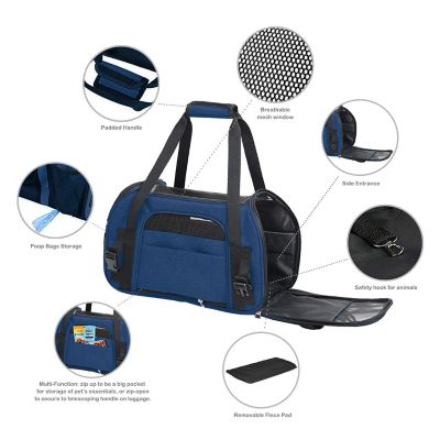 Image showing 4 th GOOPAWS Soft-Sided Dog & Cat Carrier Bag, 17 in., Navy Blue
