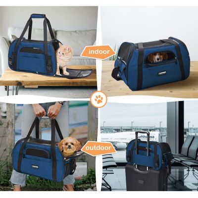 Image showing 6 th GOOPAWS Soft-Sided Dog & Cat Carrier Bag, 17 in., Navy Blue