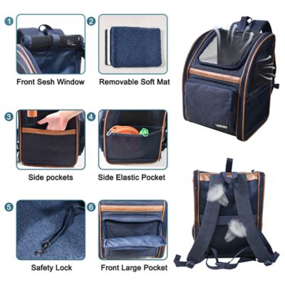 Image showing 1 th GOOPAWS Backpack Dog & Cat Carrier, Navy Blue