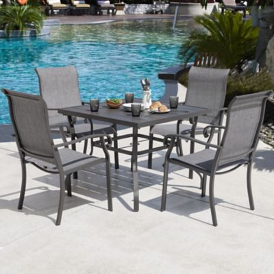 Nuu Garden Outdoor 5 pc. Dining Set, Textilene Fabric Chairs and Square Table