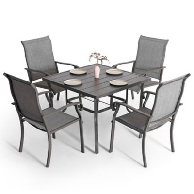 Image showing  Outdoor 5 pc. Dining Set, Textilene Fabric Chairs and Square Table