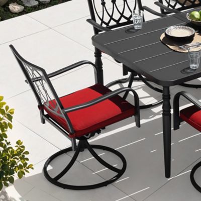Image showing  7 pc. Metal Patio Dining Set with Umbrella Hole, 6 Swivel Chairs