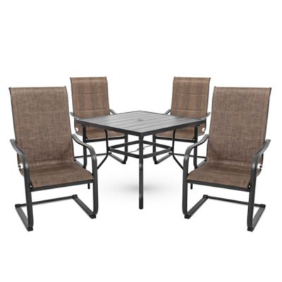 Image showing  5 pc. Outdoor Dining Set, Black and Brown