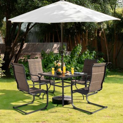 Image showing  5 pc. Outdoor Dining Set, Black and Brown