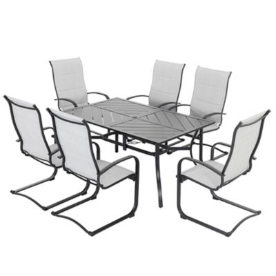 Image showing  Patio Dining Set of 7, Textilene Chairs and Splicing Iron Table