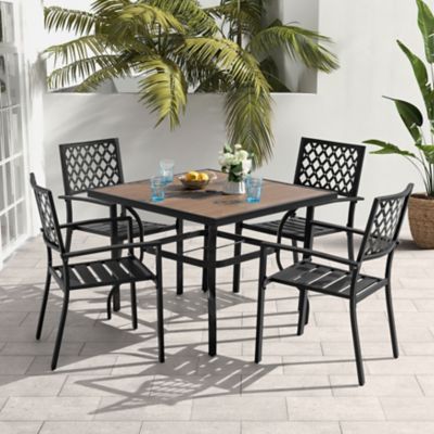 Image showing  Outdoor 5 pc. Dining Set with Umbrella Hole, Textilene and Iron