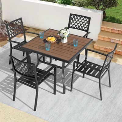 Image showing 6 th Nuu Garden Outdoor 5 pc. Dining Set with Umbrella Hole, Textilene and Iron