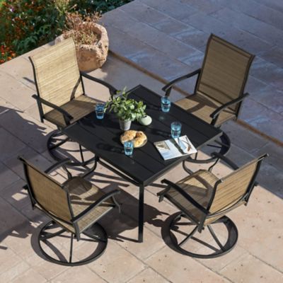 Nuu Garden Outdoor 5PCS Dining Set, Textilene, Powder-coated Iron Frame