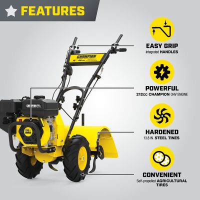 Image showing 5 th Champion Power Equipment 19 in. Counter Rotating Rear Tine Tiller with Self-Propelled Agricultural Tires